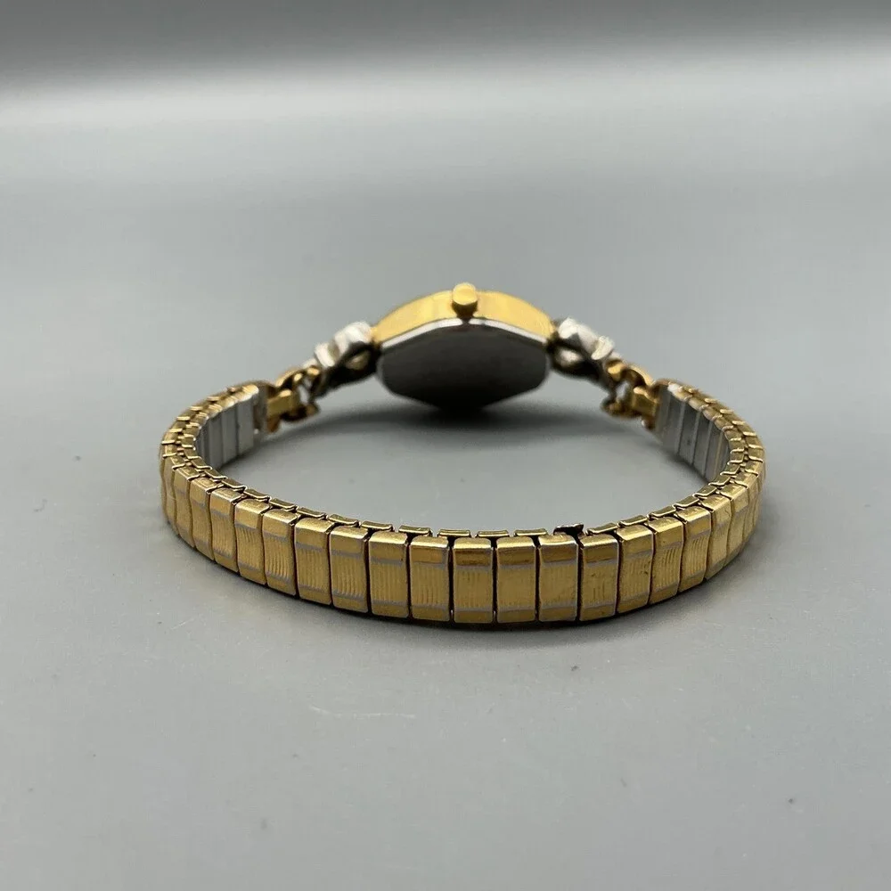 Vtg Armitron Diamond Womens Watch 18mm Champagne Dial Gold Tone New Battery